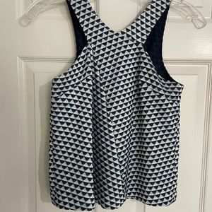 Anthropologie HD in Paris Top Size 4 Blue, White/Silver and a bit of Turquoise.